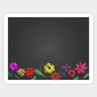 Hand drawn flower chalk style on blackboard Sticker